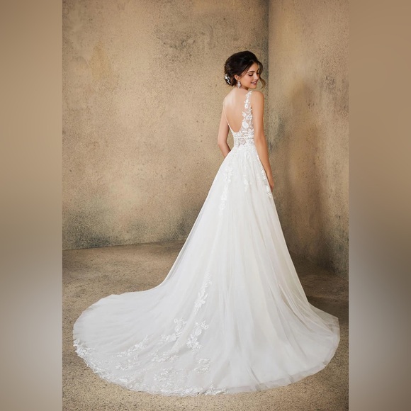 Blu Bridal MORILEE ROSA 5763 Romantic Boho Ivory A-line Wedding Gown Dress 12 - Picture 2 of 16